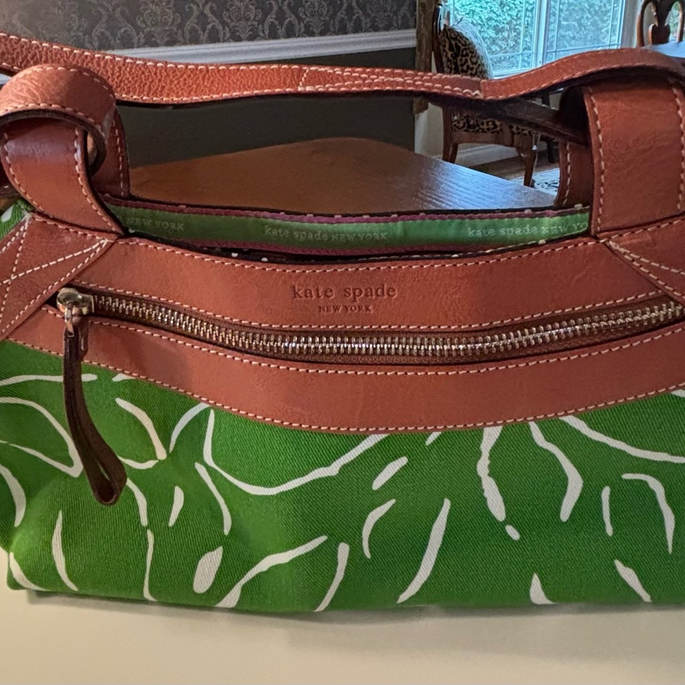 Kate Spade Green and Tan Shoulder Bag
